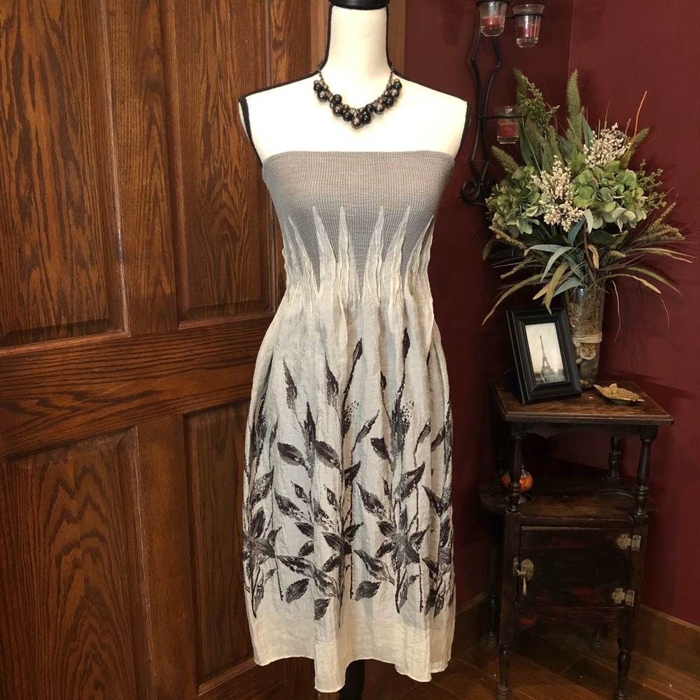 Flirty Black & Cream Strapless Dress OR Skirt